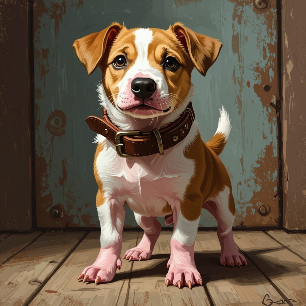 Dog with Pig Feet in Fantasy Art Style