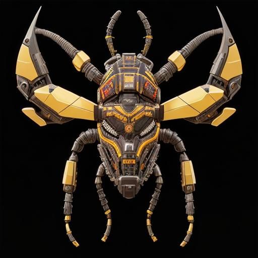 Mechanical Aztec Bug in Steampunk Machine Noir Style