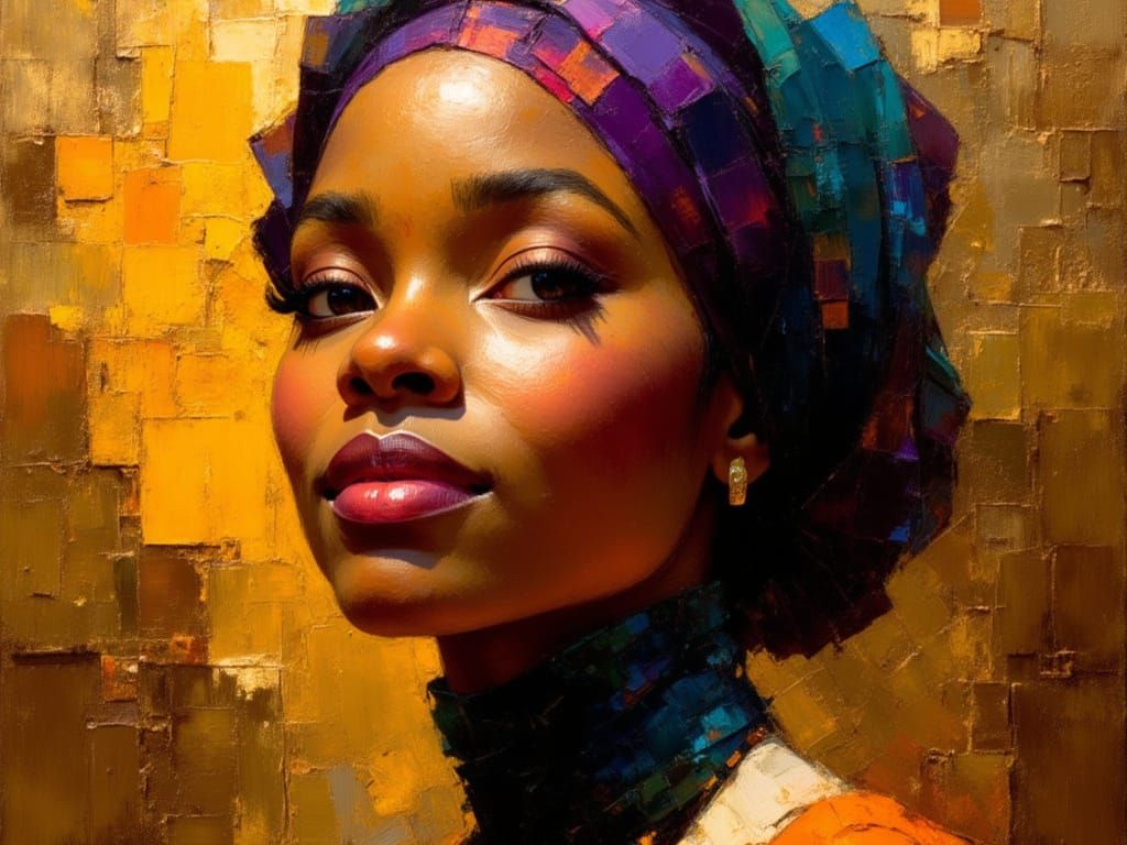 Elegant African Muslim Woman in Multicolored Hijab