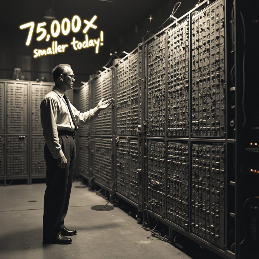 Vintage Black-and-White Photograph of the ENIAC Computer in ...