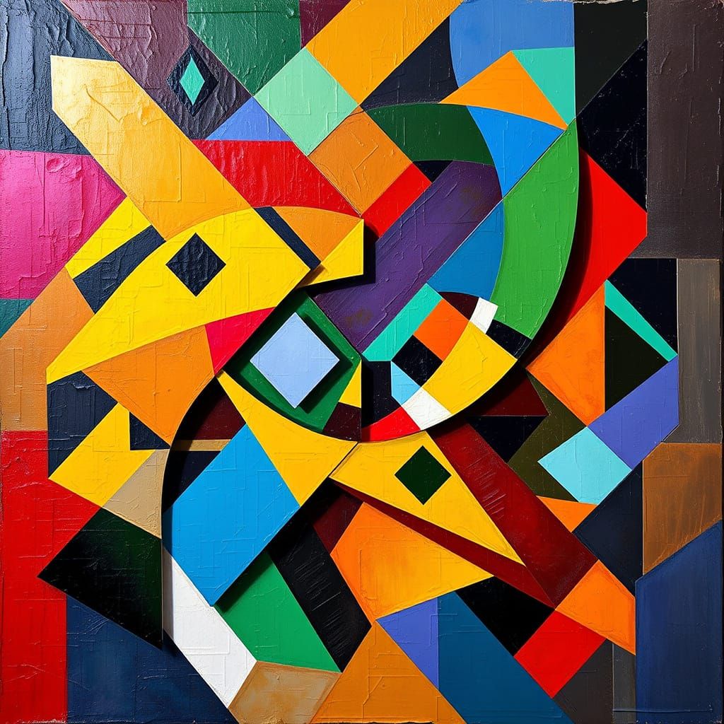 Vibrant Geometric Dance in Futuristic Op Art