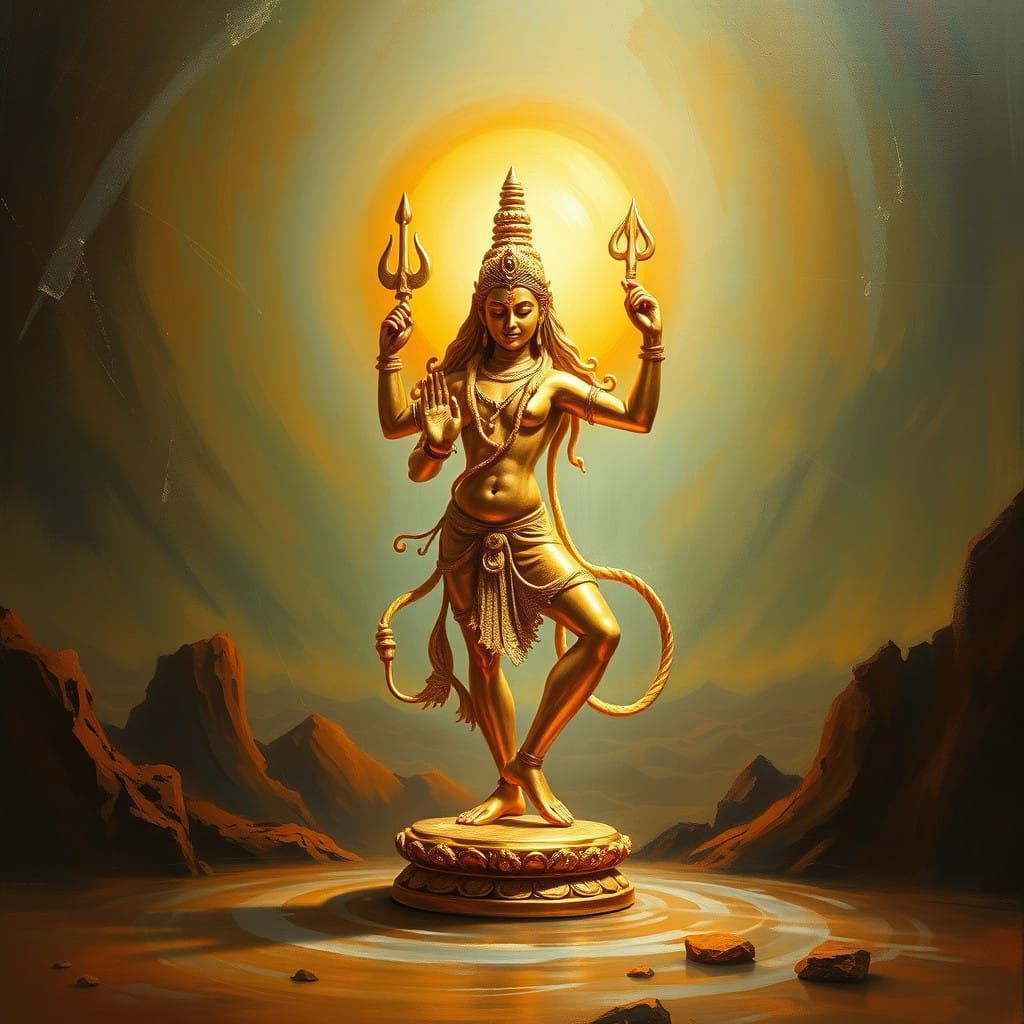 Shiva in Ethereal Tandav Dance, in the Style of Surrealist M...