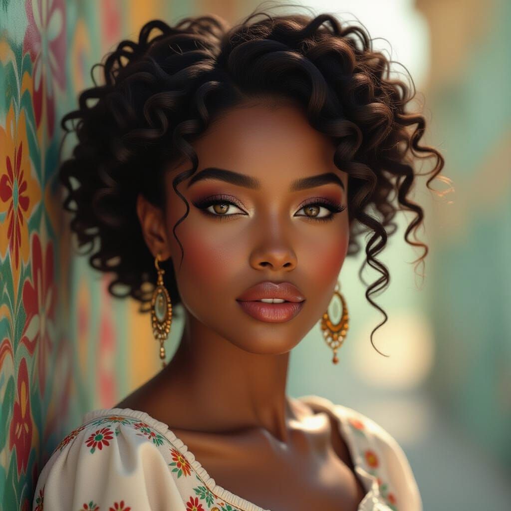 Hyperrealistic Portrait of an Afro-Cuban Woman