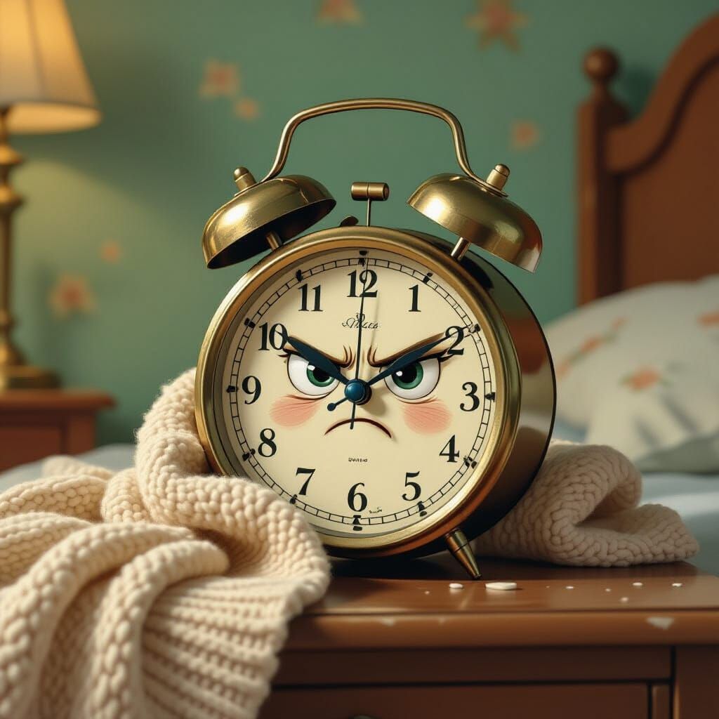 Grumpy Vintage Alarm Clock Snoozes Itself in Retro-Futuristi...