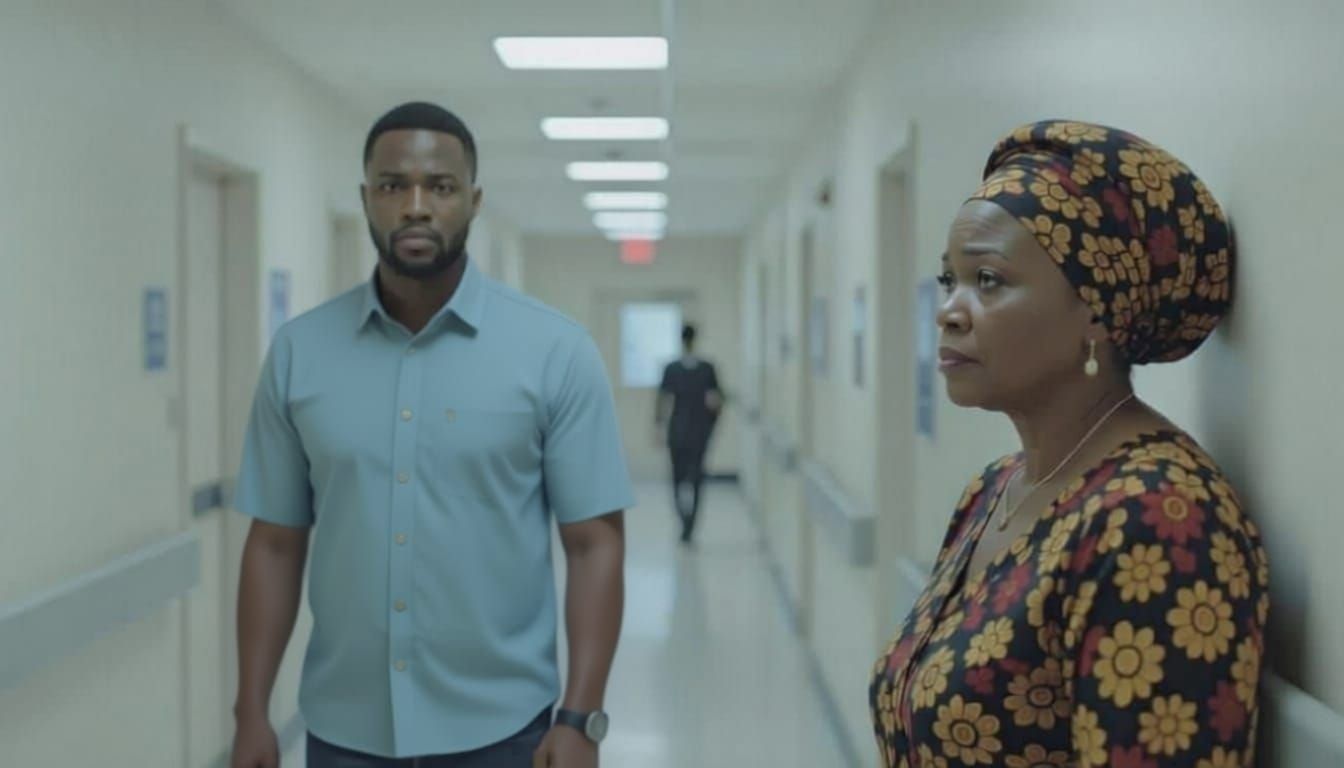 Emotional Hospital Scene: Man Leaves, Mother Regrets