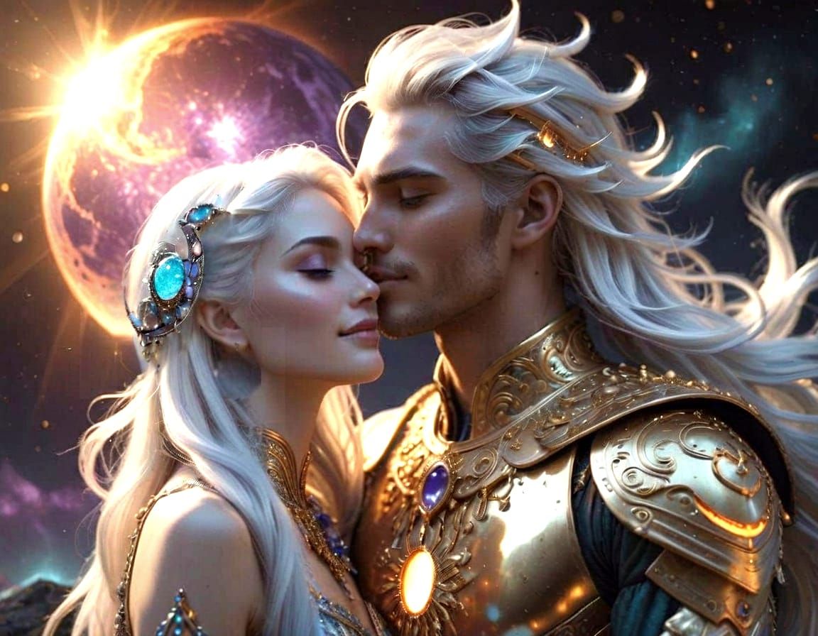Surreal Cosmic Romance: Sun-God and Moon-Goddess Unite