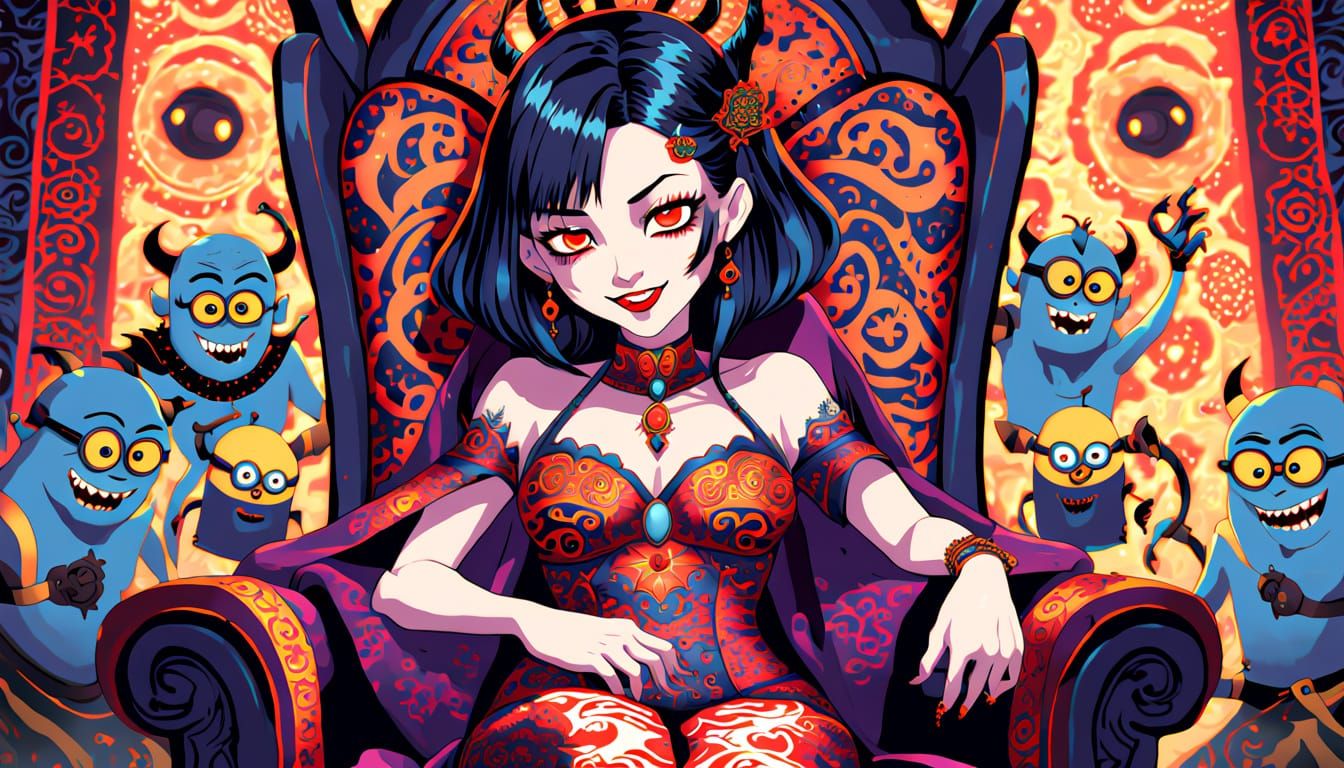 Vampire Queen and Her Minions in Manga Style