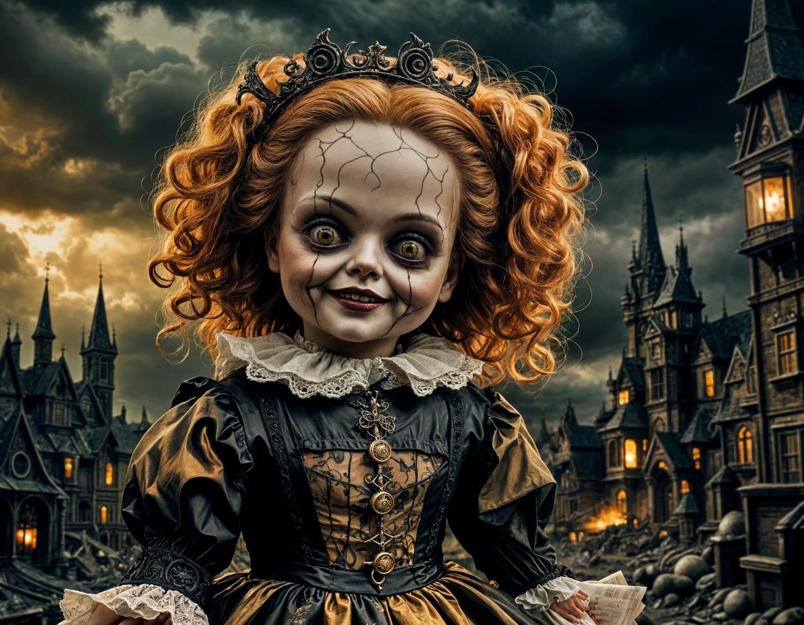 Gothic Horror Doll Portrait in a Surreal Fairytale