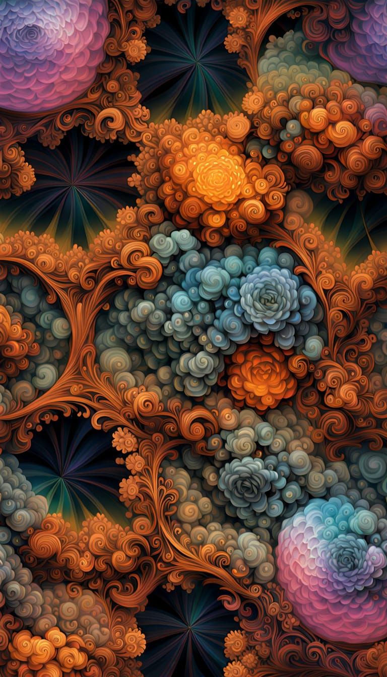 Fractal Universe: A Digital Art Nouveau Landscape