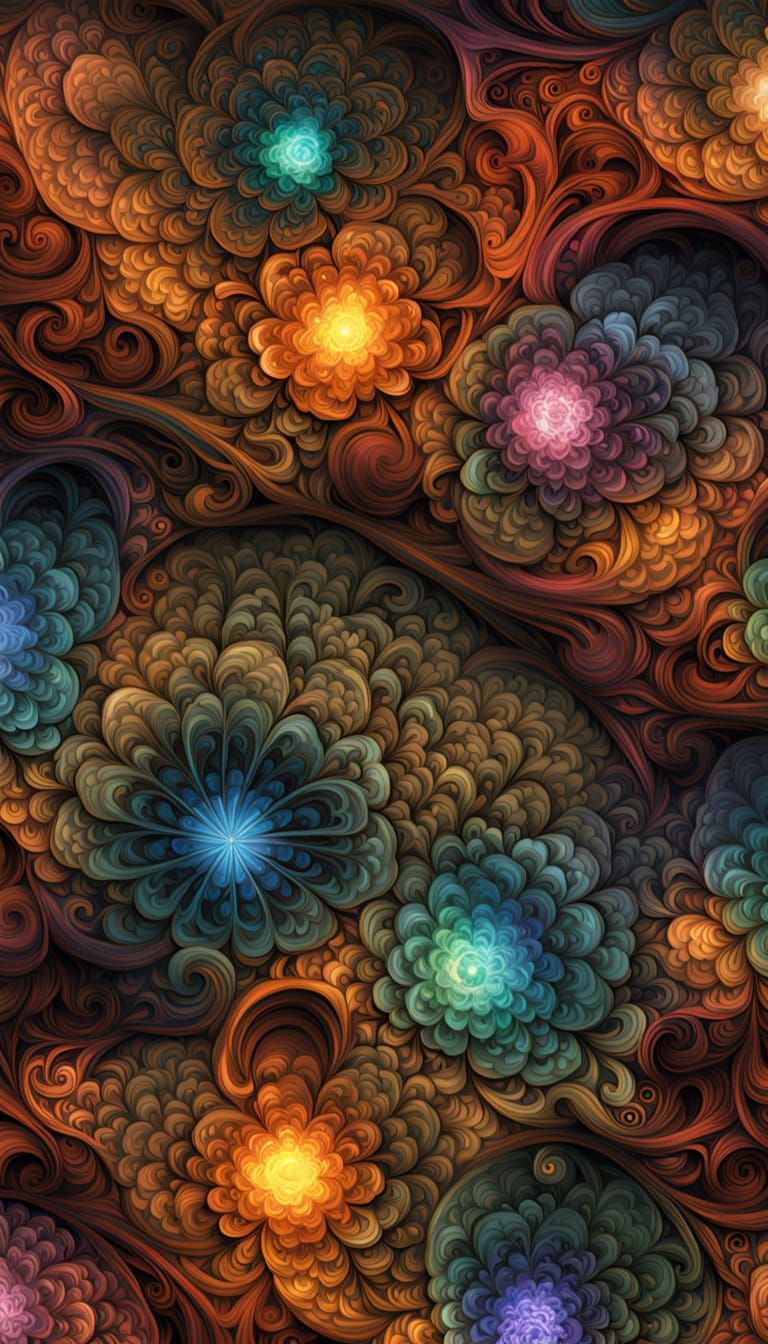 Fractal Succulents in Art Nouveau Style