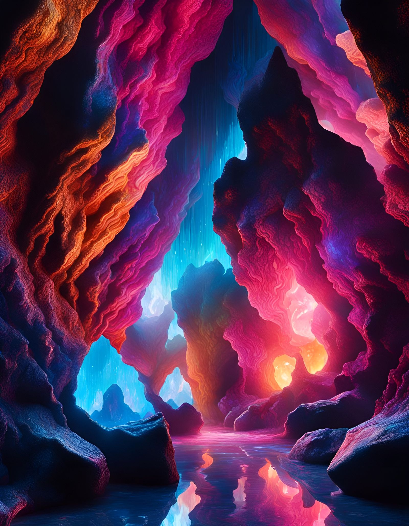 Luminous Cavern with Sparkling Geodes in 8K