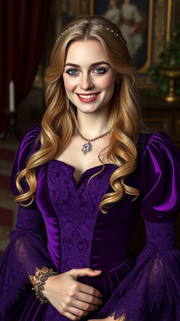 Elegant Victoria Era Countess in Regal Velvet Gown