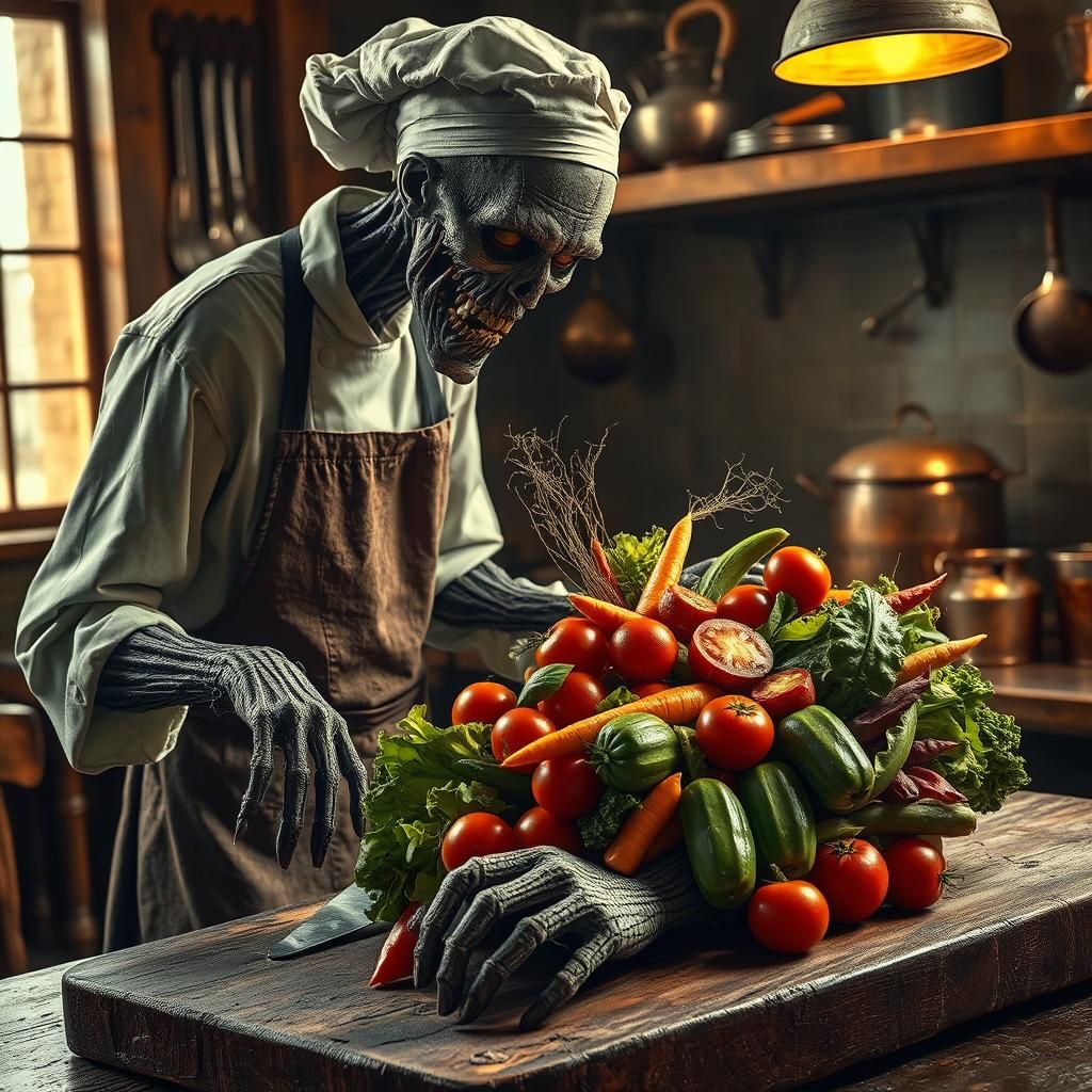 Gruesome Zombie Chef's Vegetable Dish