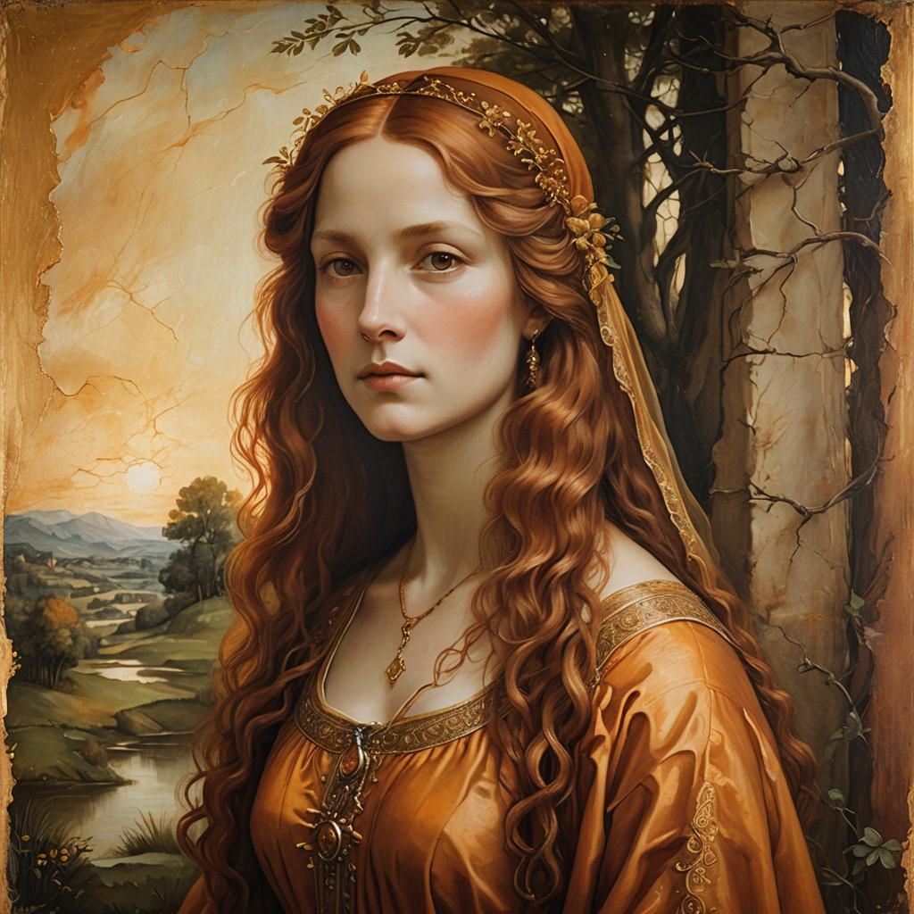 Renaissance Woman Portrait in Leonardo da Vinci Style