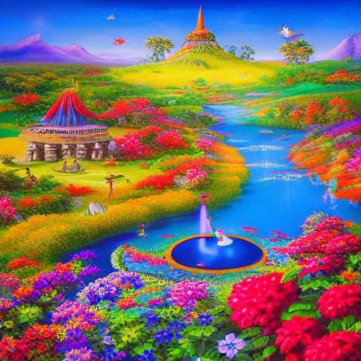 Psychedelic Paradise: A Vibrant Mexican Folk Art Painting