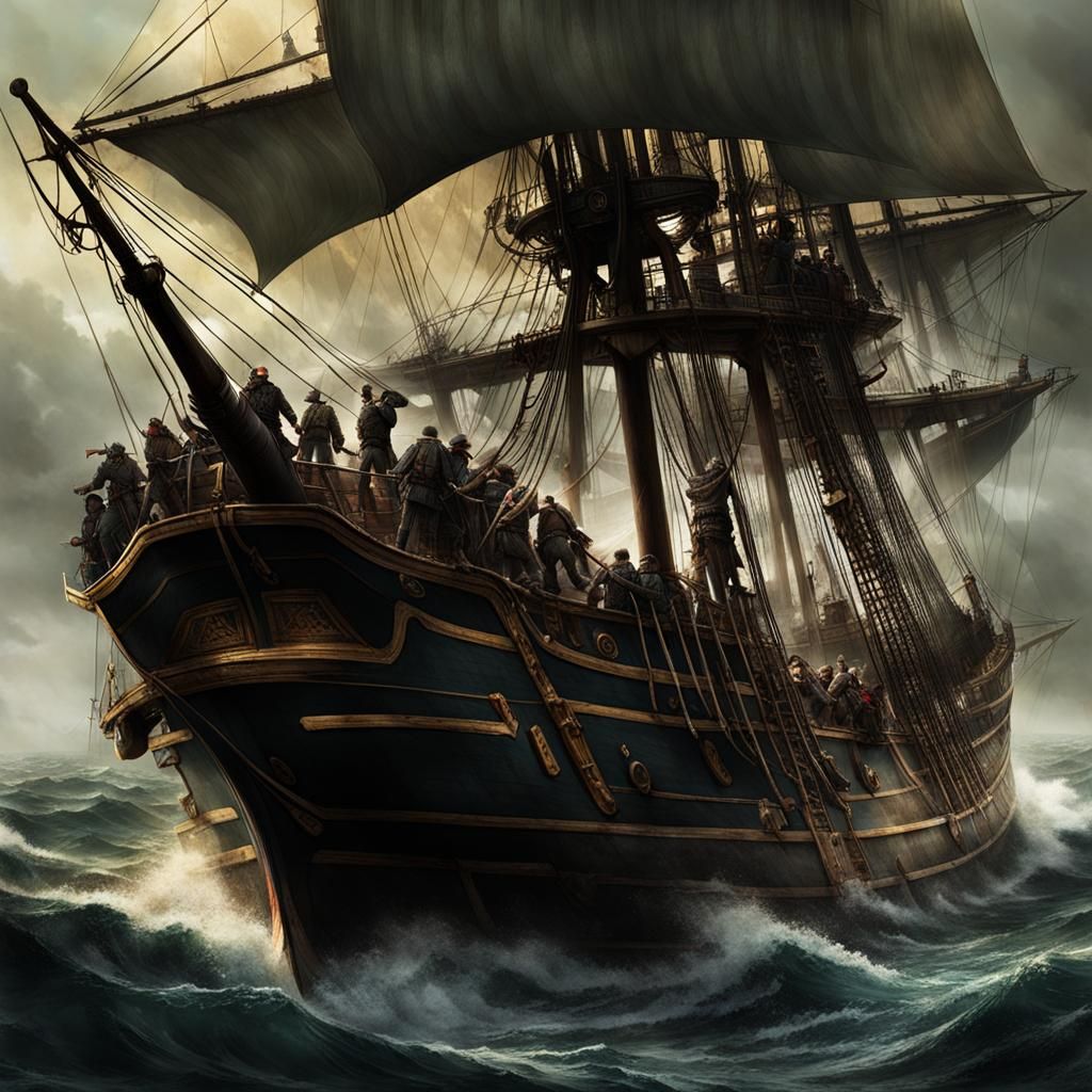 Undead Attack on Sailing Ship Deck