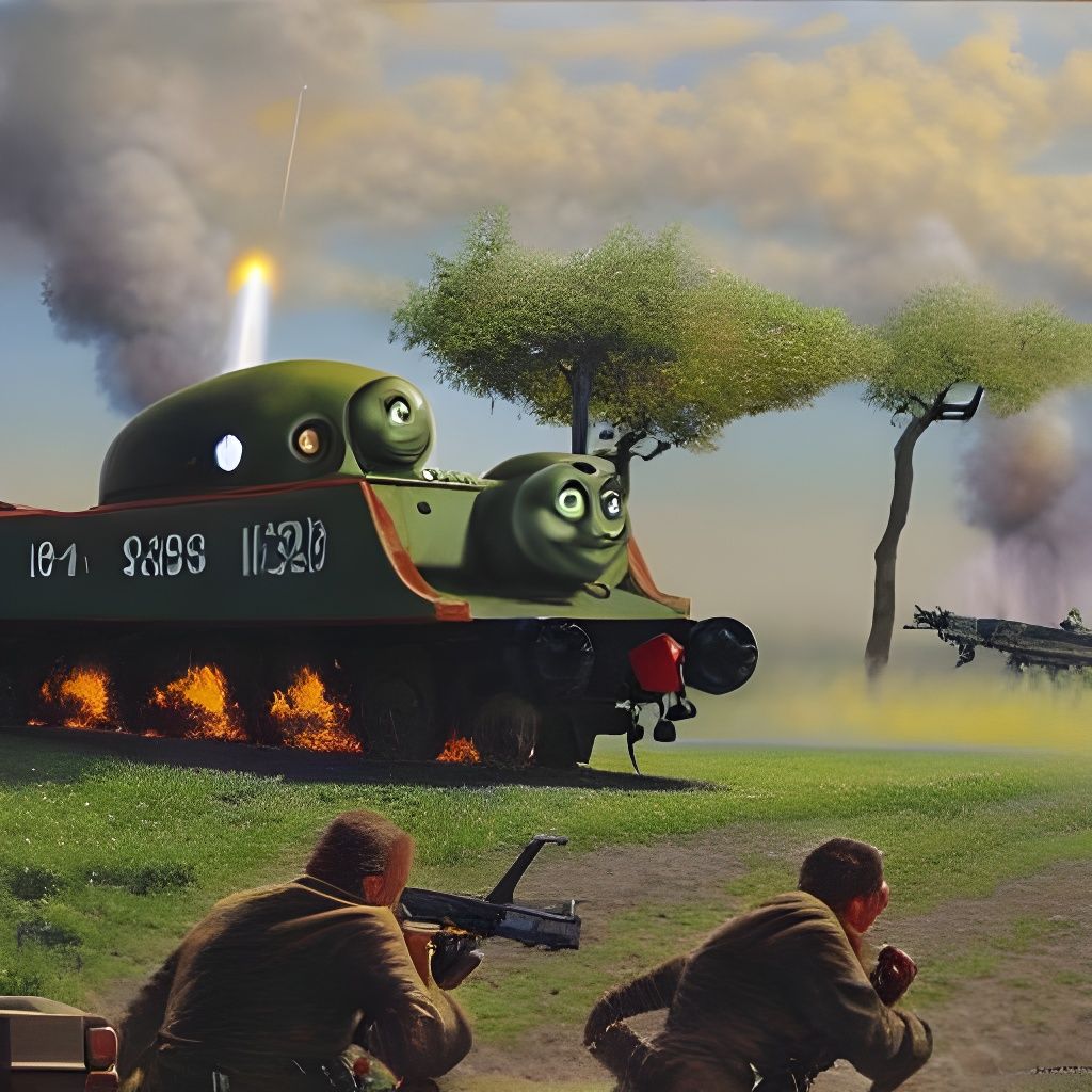 Surreal Battlefield: Knights, Explosions, and Jedi in Oil