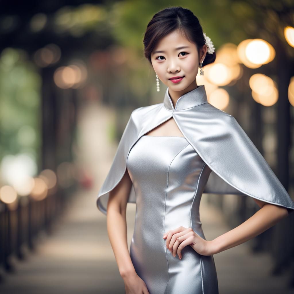 Silver Qipao Beauty: Professional Portrait Photography
