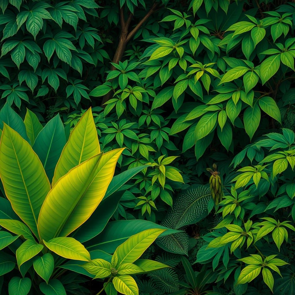 Exotic Jungle Foliage in Vibrant Colors
