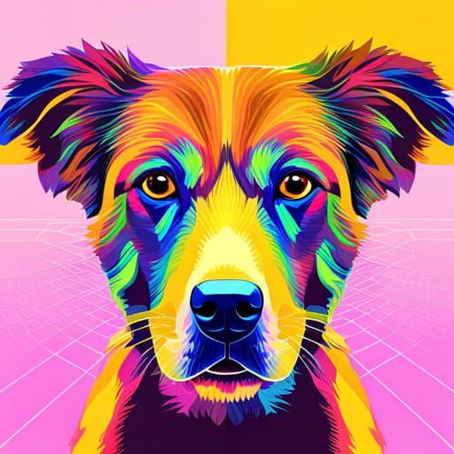 Pop Art Dog Screen Print in Bauhaus Style