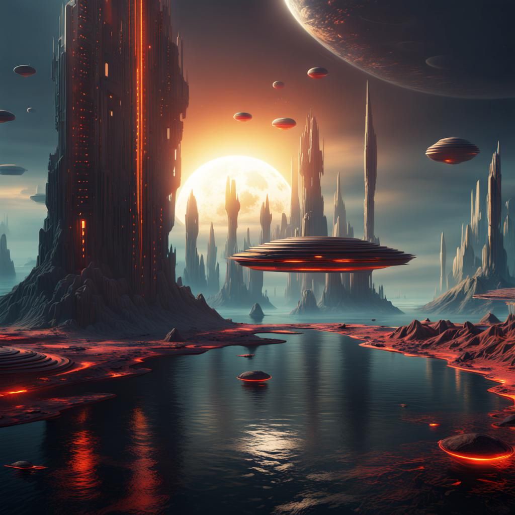 Dystopian Alien World: Futuristic Space City in 8K