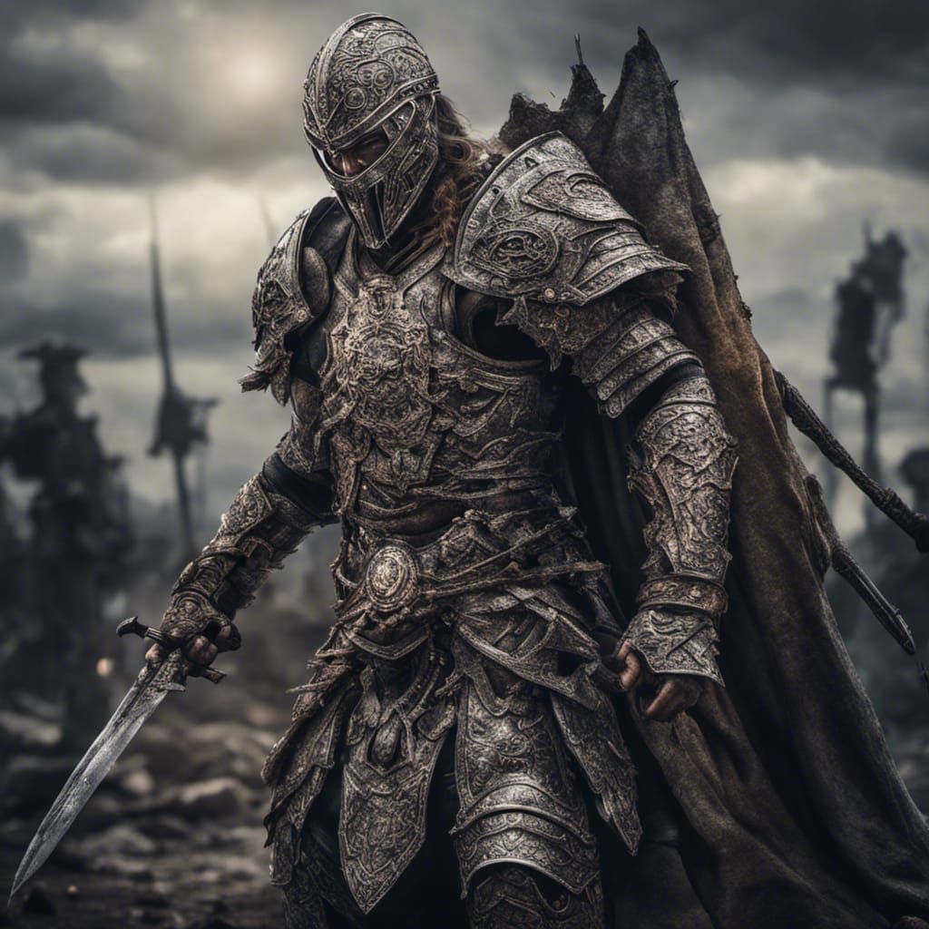 Armored Warrior in Dark Fantasy Art Style
