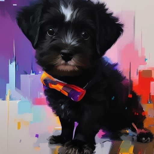 Wizard Puppy: Detailed Pencil Sketch Art