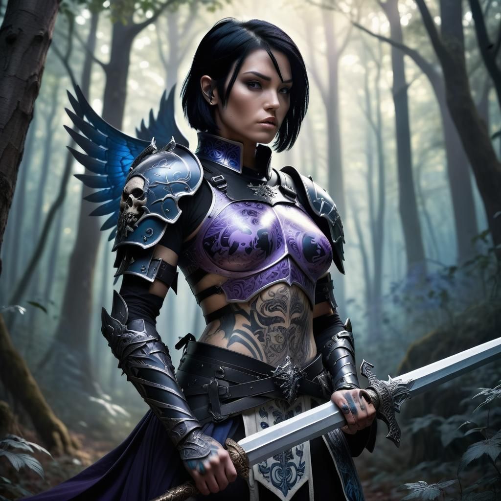 Dark Fantasy Paladin in Mystical Forest