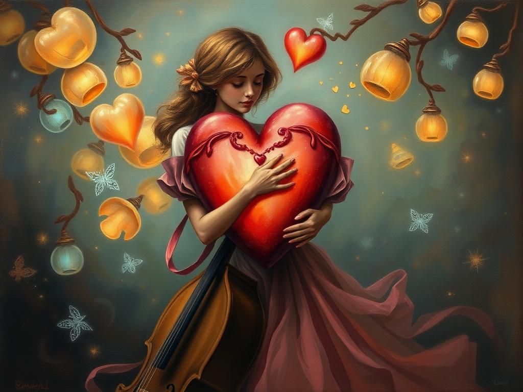 Spongy Heart Music Poster as Oil Painting