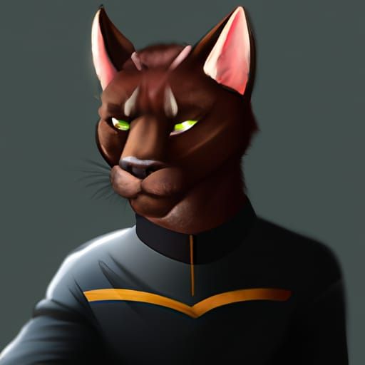 Anthropomorphic Cougar Fursona in Starfleet Uniform