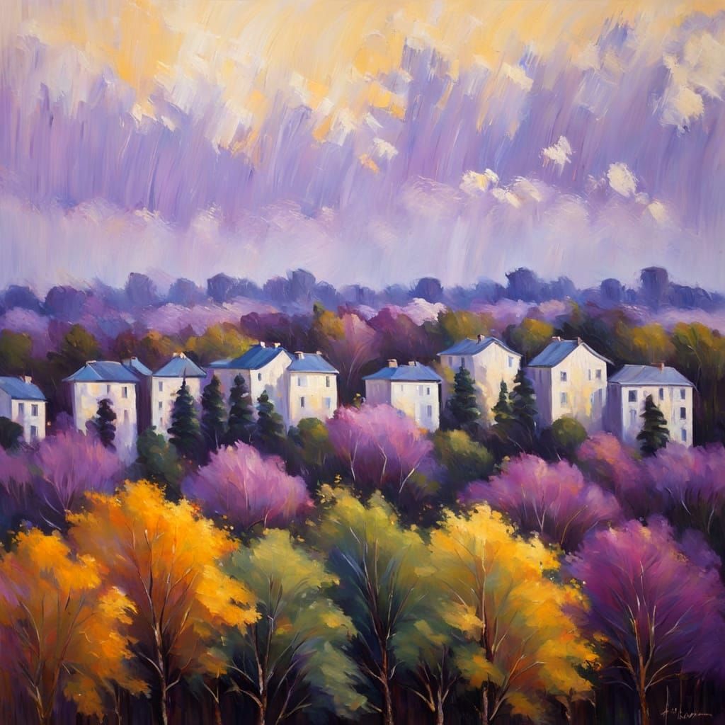 An Alan Katz inspired oil on linen landscape painting.