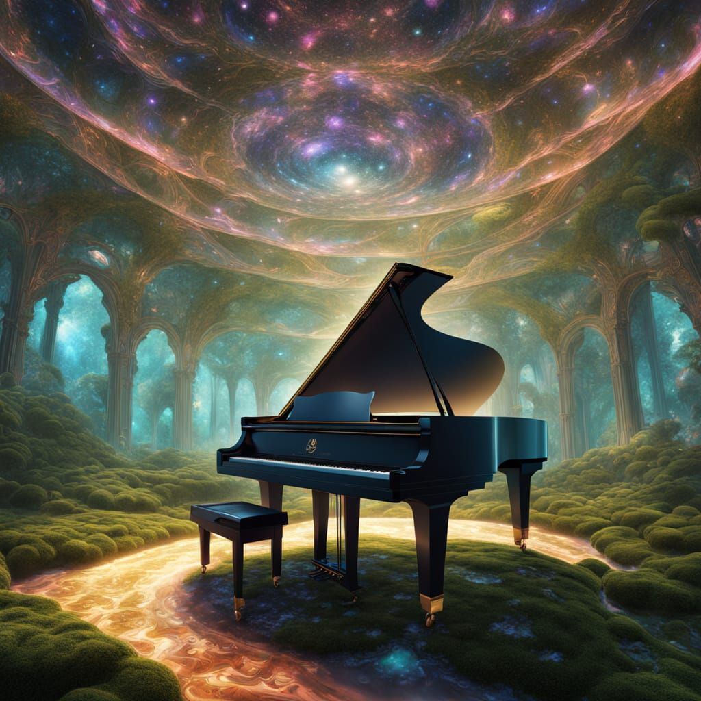 Surreal Fractal Forest in a Dreamy, Celestial Room