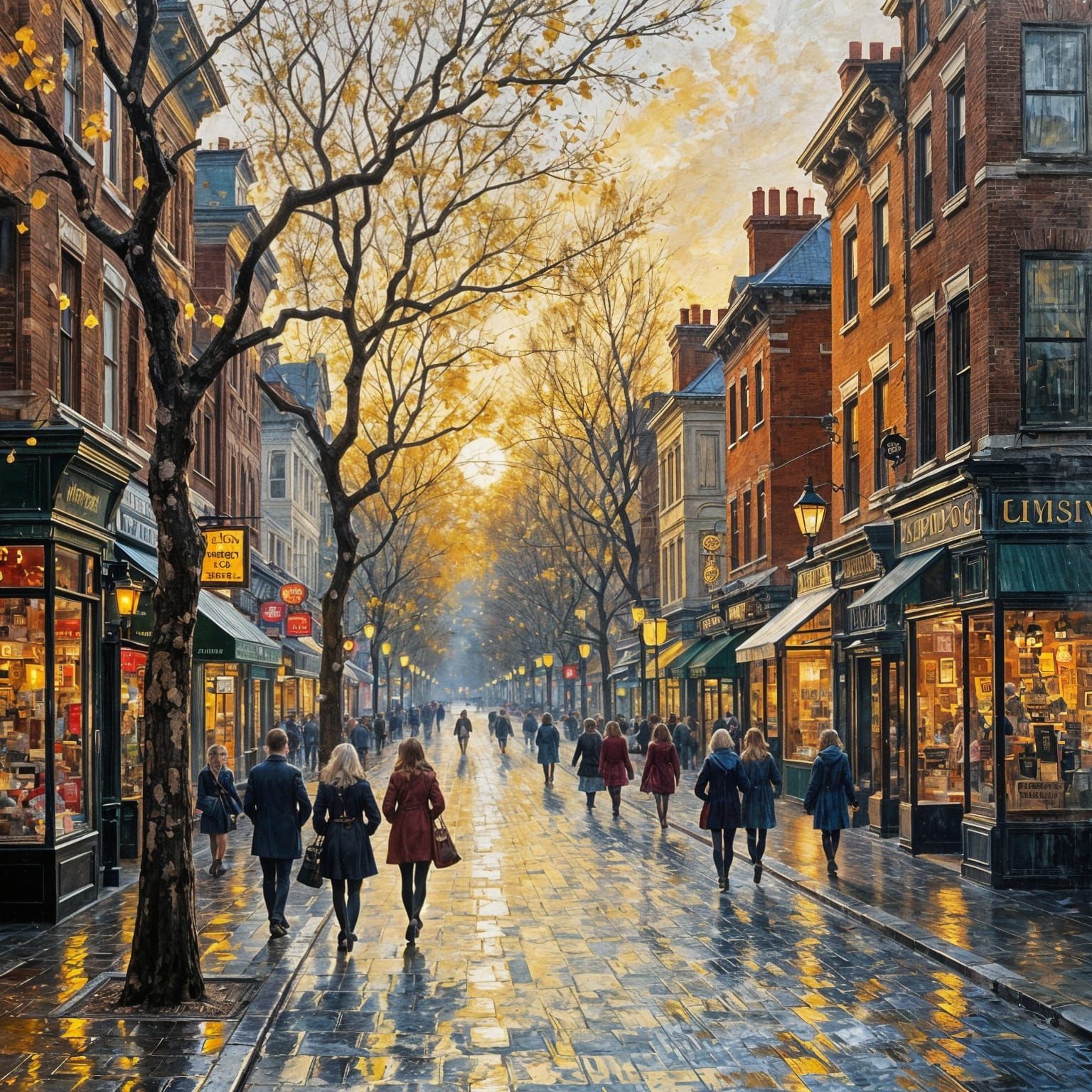Broadway High Street Golden Hour Impressionist Painting