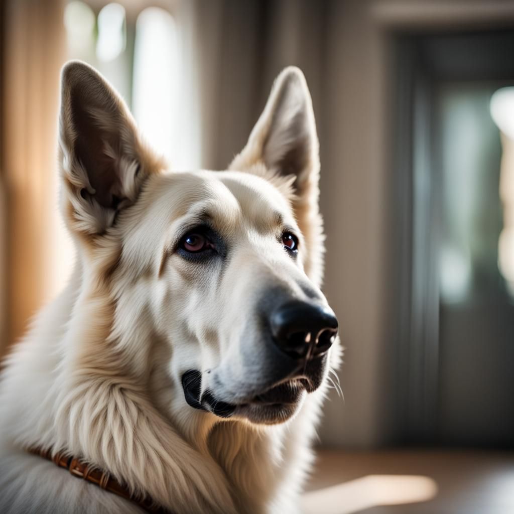 Loyal White Shepherd Captured with Bokeh