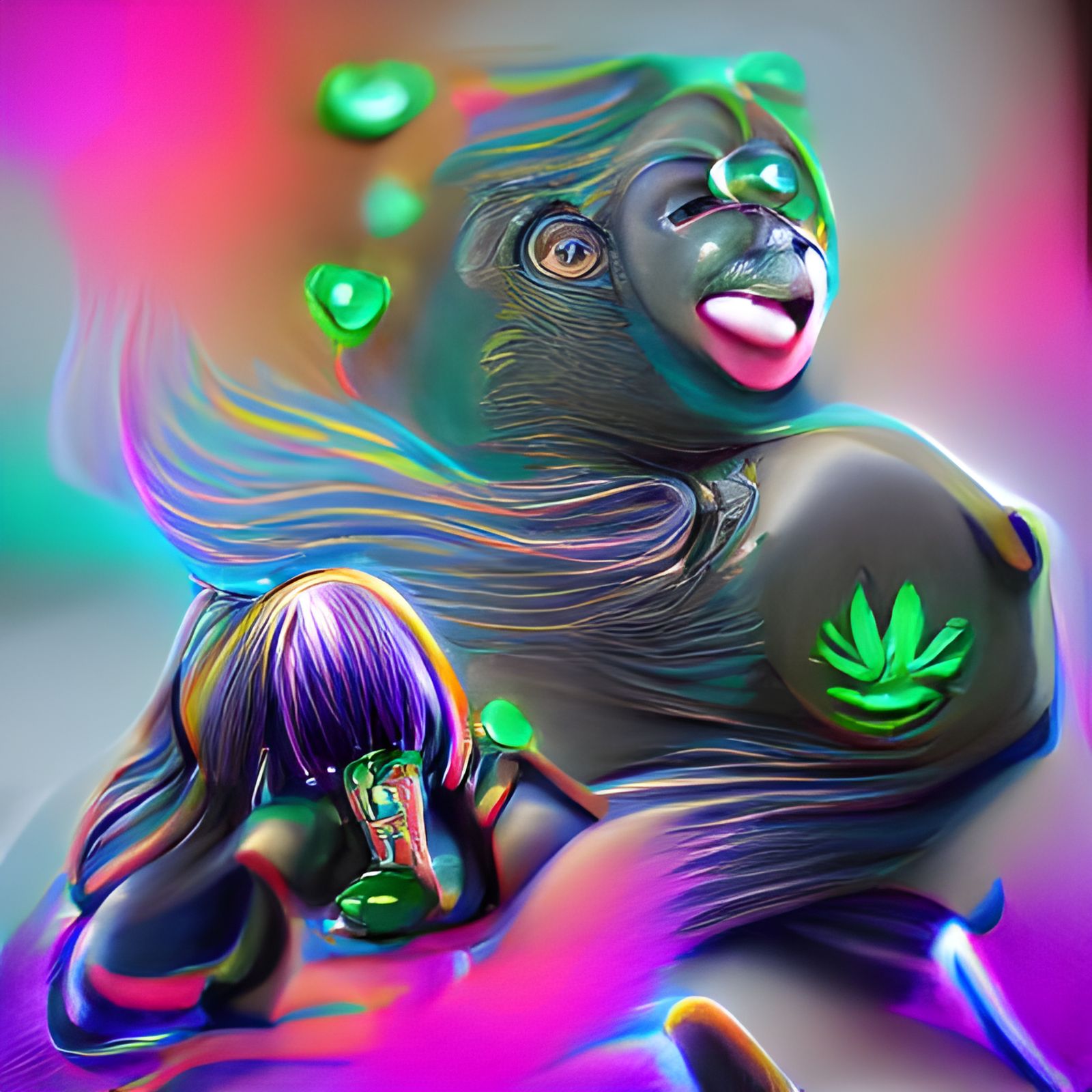 Gorilla Girl Cannabis Cookies: Neon Hyperrealism in Unreal E...