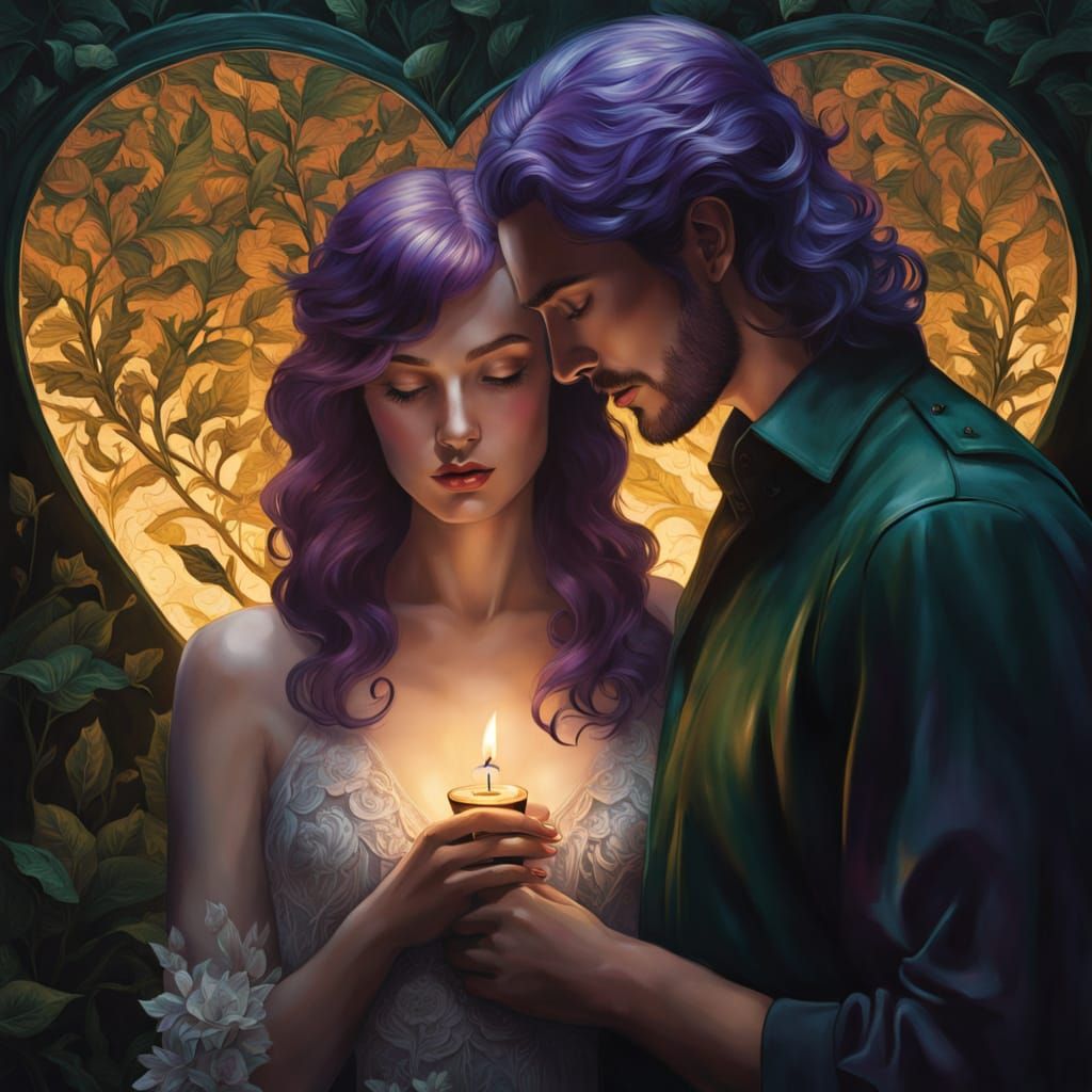 Gothic Romance Portrait in the Style of Pre-Raphaelite Art