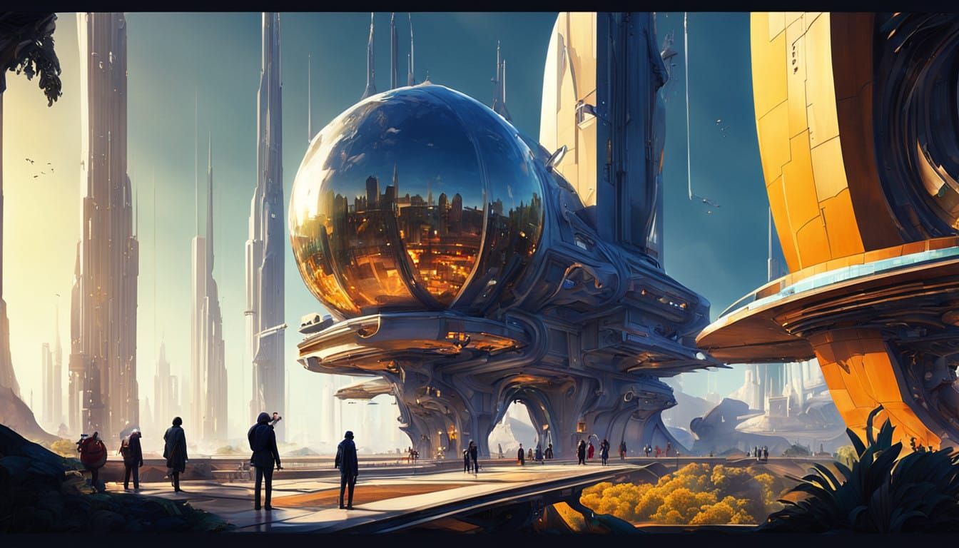 Futuristic Metropolis in Crystal Light of Harmony