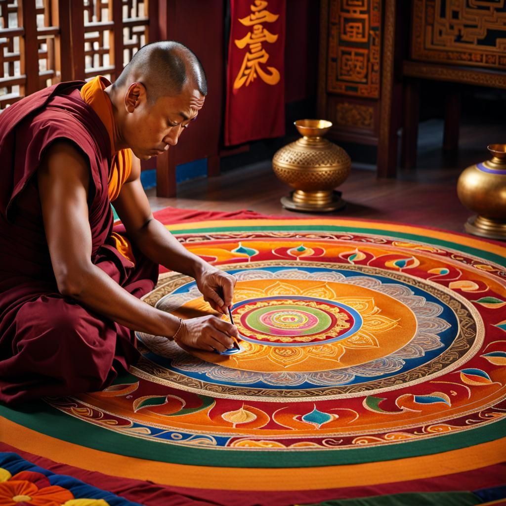 Monk Creates Intricate Sand Mandala Art