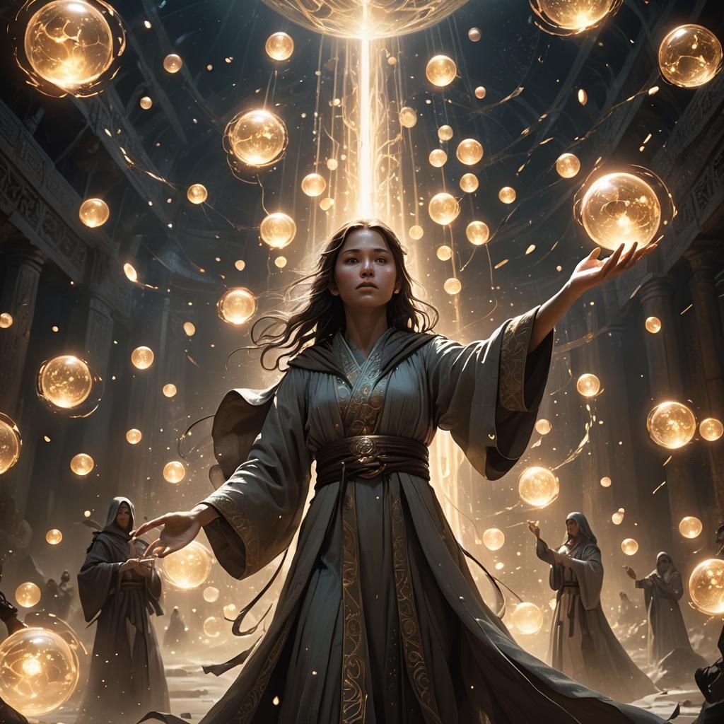 Celestial Girl Protects World with Magical Orbs