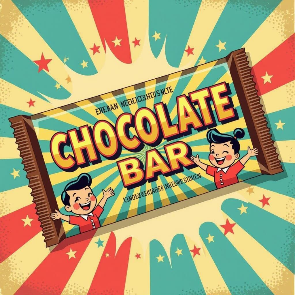 Retro 1950s Candy Wrapper Design with Atomic Motifs