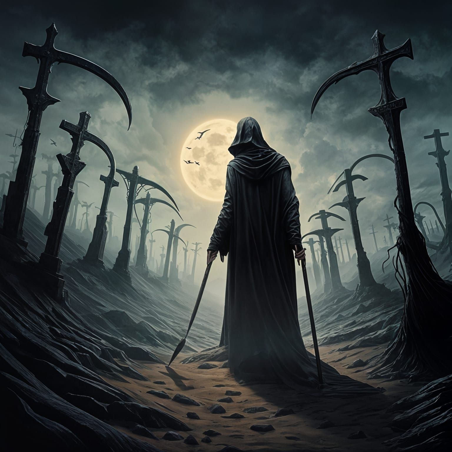 Grim Reaper Escorting Souls to the Underworld