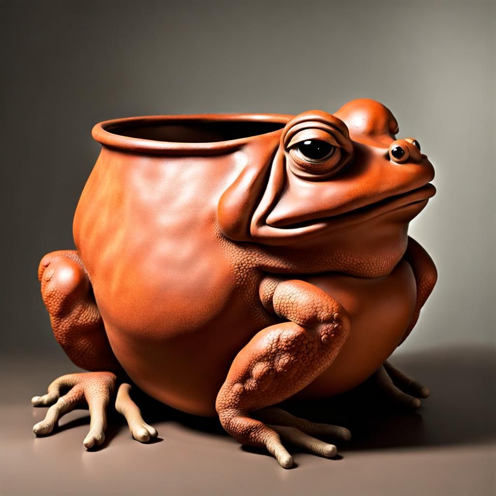 Photorealistic Toad-Shaped Terracotta Planter