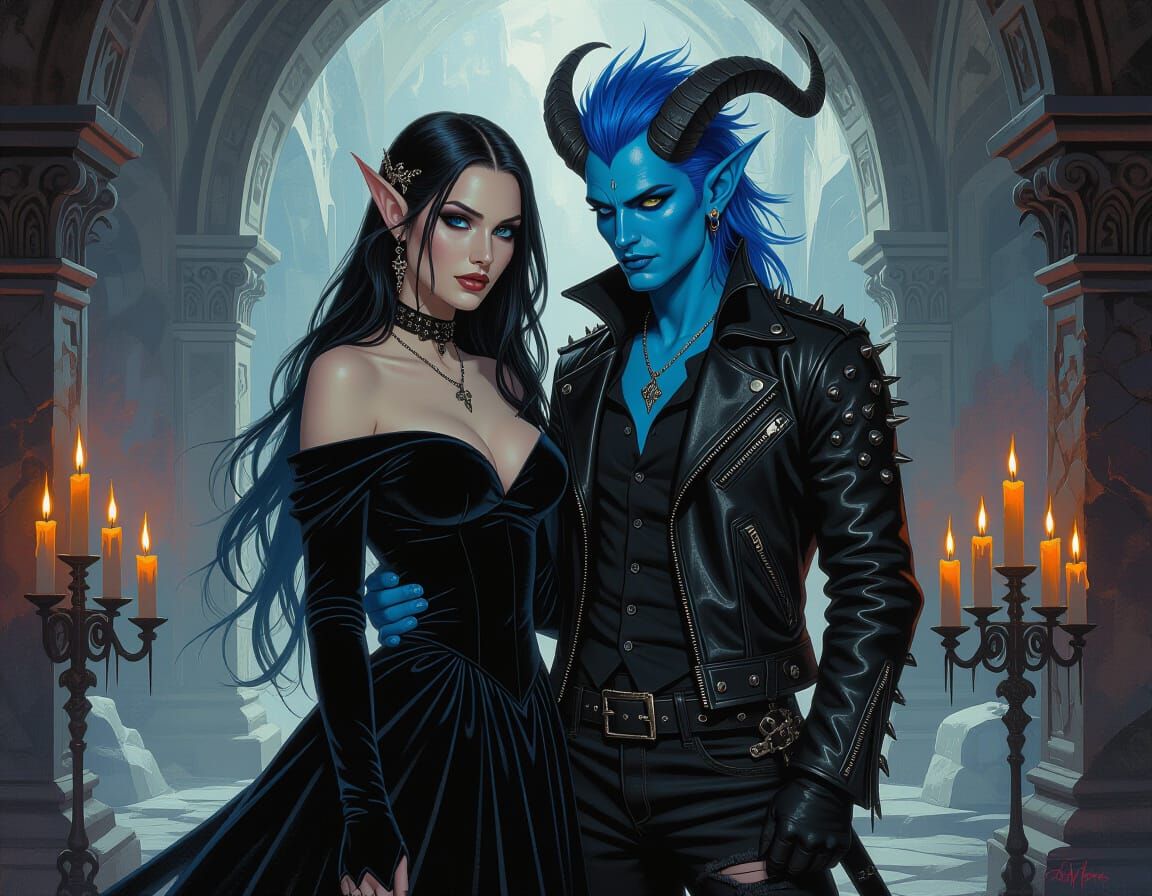Renaissance Masterpiece: Goth Elf and Punk Tiefling