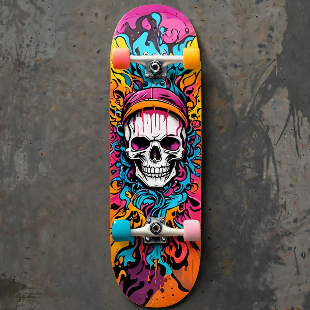 Urban Skateboard Design with Graffiti Art