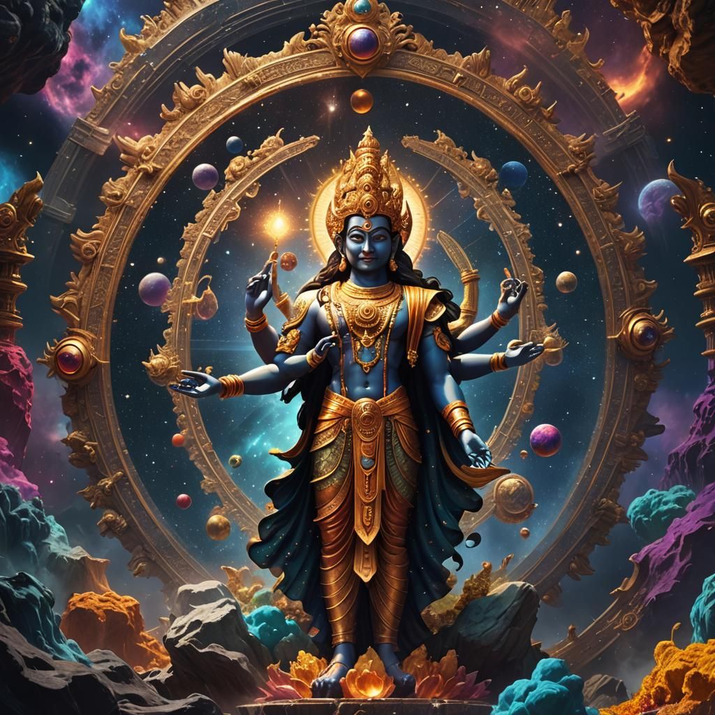 Vishnu Watching Creation of Universe: Fantasy Concept Art