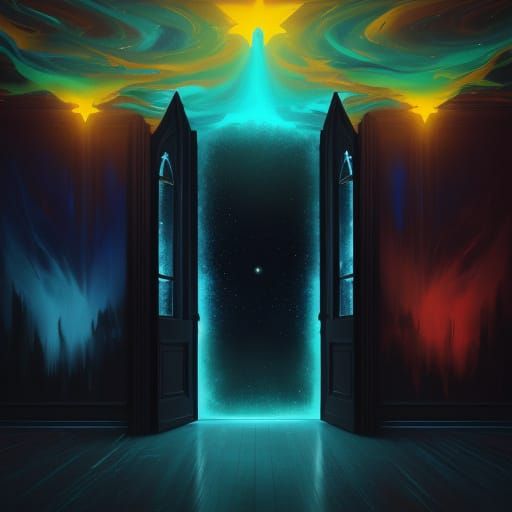 Surreal Doors and Portals with Celestial Stars