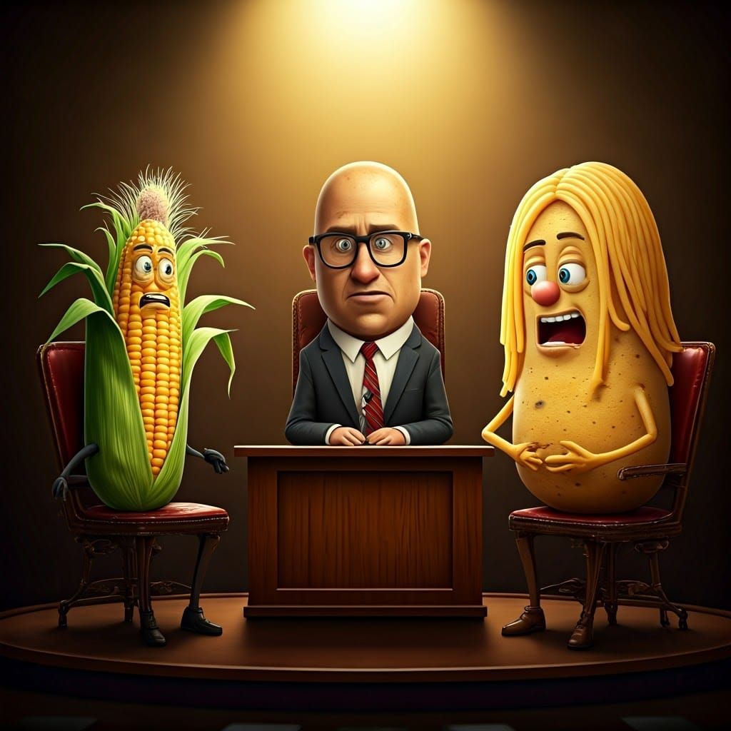 Corn vs Potato Debate in Film Noir Style