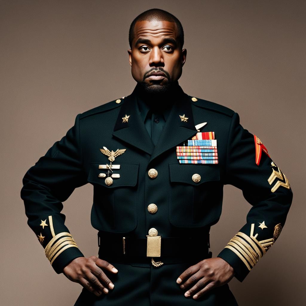 Kanye West in Striking Military Uniform