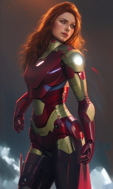 Iron Woman: Hyperdetailed Portrait in Art Nouveau Style