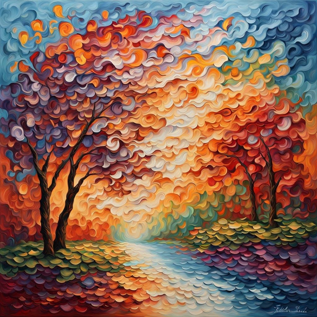 Dreamlike Swirls of Light: Impasto Painting Captures Warm Me...